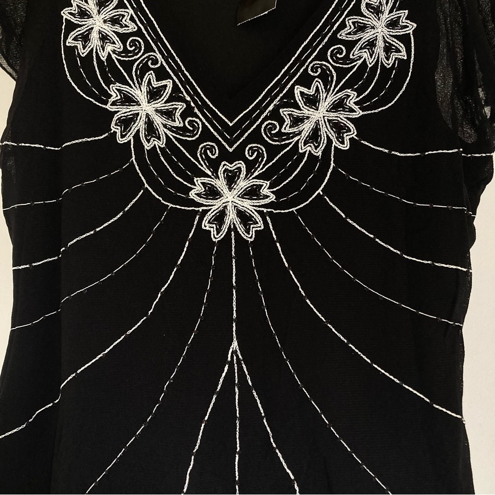 VINTAGE BNWT Deadstock BHS Ladies Women Mesh beaded Sheer Top Tee T-Shirt - Picture 11 of 11